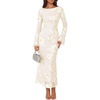 image:imageZESICA Women Fall Long Sleeve Wedding Guest Cocktail Midi DressApricot