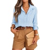 image:imageZESICA Women Long Sleeve Striped Business Casual Button Shirts Work TopsBlue