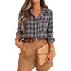image:imageZESICA Women Long Sleeve Striped Business Casual Button Shirts Work TopsBlue Brown