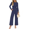 image:imageZESICA Womens Fall 2 Piece Dressy Pant Sets Work Office OutfitsNavy