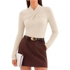 image:imageZESICA Womens Fall Business Casual Mock Neck Cross Tops Trendy OutfitsApricot