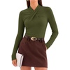 image:imageZESICA Womens Fall Business Casual Mock Neck Cross Tops Trendy OutfitsArmy Green