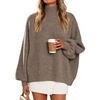 image:imageZESICA Womens Fall Winter Long Sleeve Turtleneck Oversized SweatersHeather Taupe
