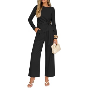 image:imageZESICA Womens Fall 2 Piece Dressy Pant Sets Work Office OutfitsBlack