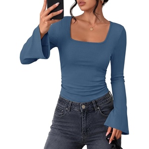 image:imageZESICA Womens Fall Bell Long Sleeve Going Out Tops Dressy Casual Work ShirtDusty Blue