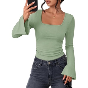 image:imageZESICA Womens Fall Bell Long Sleeve Going Out Tops Dressy Casual Work ShirtLight Green
