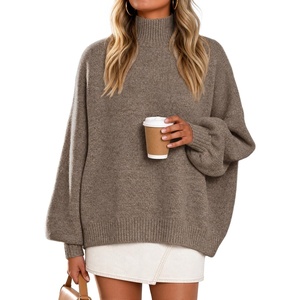 image:imageZESICA Womens Fall Winter Long Sleeve Turtleneck Oversized SweatersHeather Taupe