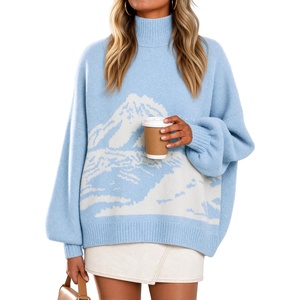 image:imageZESICA Womens Fall Winter Long Sleeve Turtleneck Oversized SweatersPale Blue