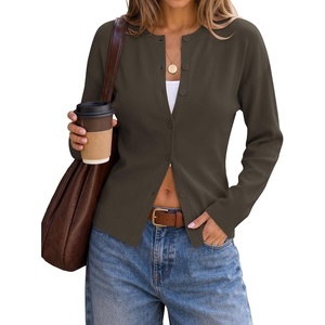 image:imageZESICA Womens Lightweight Fitted Cardigan Sweaters 2026 Fall OutfitsBrown