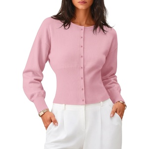 image:imageZESICA Womens Long Sleeve Fitted Waist Knit Cardigan SweatersPink