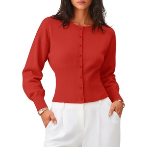 image:imageZESICA Womens Long Sleeve Fitted Waist Knit Cardigan SweatersRed