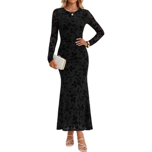 image:imageZESICA Womens Long Sleeve Floral Maxi Bodycon Fall Wedding Guest DressesBlack