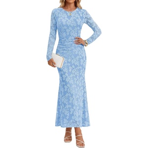 image:imageZESICA Womens Long Sleeve Floral Maxi Bodycon Fall Wedding Guest DressesBlue