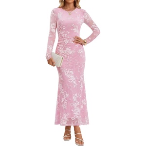 image:imageZESICA Womens Long Sleeve Floral Maxi Bodycon Fall Wedding Guest DressesPink