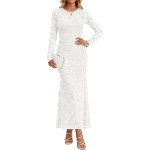 image:imageZESICA Womens Long Sleeve Floral Maxi Bodycon Fall Wedding Guest DressesWhite