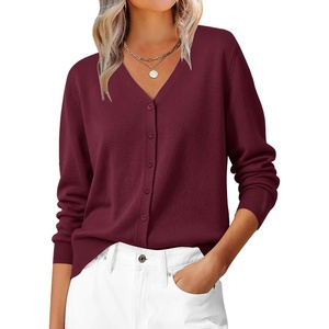 image:imageZESICA Womens Wool Blend Lightweight Cardigan Sweaters 2026 Fall OutfitsWine