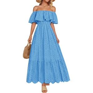 image:imageZESICA Womens 2026 Summer Off Shoulder Ruffle Maxi Dress