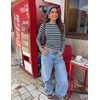 image:imageZESICA Womens Striped Fall Long Sleeve Cute Shirt Dressy Work Going Out TopCoffee Brown