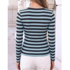 image:imageZESICA Womens Striped Fall Long Sleeve Cute Shirt Dressy Work Going Out TopCoffee Brown