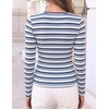 image:imageZESICA Womens Striped Fall Long Sleeve Cute Shirt Dressy Work Going Out TopDark Blue