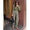 image:imageZESICA Womens Striped Fall Long Sleeve Cute Shirt Dressy Work Going Out TopGreen Brown