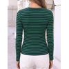 image:imageZESICA Womens Striped Fall Long Sleeve Cute Shirt Dressy Work Going Out TopGreen Navy