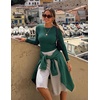 image:imageZESICA Womens Striped Fall Long Sleeve Cute Shirt Dressy Work Going Out TopGreen Navy