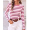 image:imageZESICA Womens Striped Fall Long Sleeve Cute Shirt Dressy Work Going Out TopHot Pink