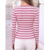 image:imageZESICA Womens Striped Fall Long Sleeve Cute Shirt Dressy Work Going Out TopHot Pink