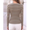 image:imageZESICA Womens Striped Fall Long Sleeve Cute Shirt Dressy Work Going Out TopKhaki