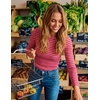 image:imageZESICA Womens Striped Fall Long Sleeve Cute Shirt Dressy Work Going Out TopRed