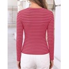 image:imageZESICA Womens Striped Fall Long Sleeve Cute Shirt Dressy Work Going Out TopRed