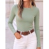 image:imageZESICA Womens Striped Fall Long Sleeve Cute Shirt Dressy Work Going Out TopSage Green
