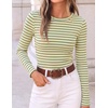 image:imageZESICA Womens Striped Fall Long Sleeve Cute Shirt Dressy Work Going Out TopWhite Green
