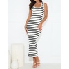 image:imageZESICA Womens Summer Sleeveless Ribbed Knit Bodycon Midi DressesWhite