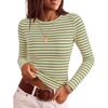 image:imageZESICA Womens Striped Fall Long Sleeve Cute Shirt Dressy Work Going Out TopWhite Green