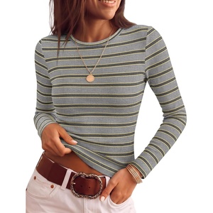 image:imageZESICA Womens Striped Fall Long Sleeve Cute Shirt Dressy Work Going Out TopGrey