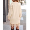 image:imageZESICA Womens Fall Striped Lace Trim Oversized Knit Sweater DressApricot