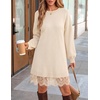 image:imageZESICA Womens Fall Striped Lace Trim Oversized Knit Sweater DressApricot