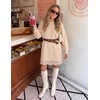 image:imageZESICA Womens Fall Striped Lace Trim Oversized Knit Sweater DressApricot