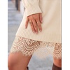 image:imageZESICA Womens Fall Striped Lace Trim Oversized Knit Sweater DressApricot