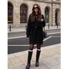 image:imageZESICA Womens Fall Striped Lace Trim Oversized Knit Sweater DressBlack
