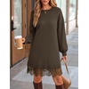image:imageZESICA Womens Fall Striped Lace Trim Oversized Knit Sweater DressBrown
