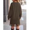 image:imageZESICA Womens Fall Striped Lace Trim Oversized Knit Sweater DressBrown