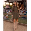 image:imageZESICA Womens Fall Striped Lace Trim Oversized Knit Sweater DressBrown