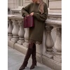 image:imageZESICA Womens Fall Striped Lace Trim Oversized Knit Sweater DressBrown