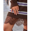 image:imageZESICA Womens Fall Striped Lace Trim Oversized Knit Sweater DressBrown Stripe
