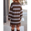 image:imageZESICA Womens Fall Striped Lace Trim Oversized Knit Sweater DressBrown Stripe