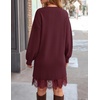 image:imageZESICA Womens Fall Striped Lace Trim Oversized Knit Sweater DressBurgundy