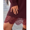 image:imageZESICA Womens Fall Striped Lace Trim Oversized Knit Sweater DressBurgundy